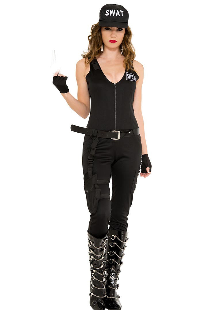 Shop this women's sexy police officer costume with sleeveless cop bodysuit