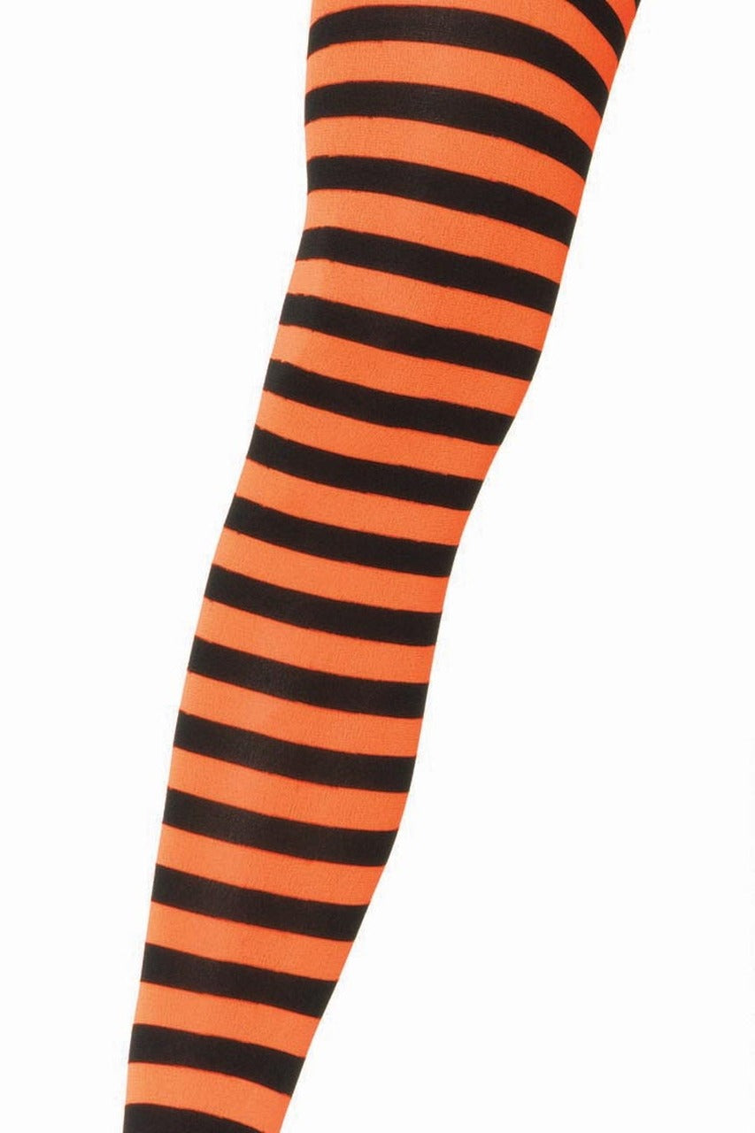 Shop these women's tights with black and orange stripes