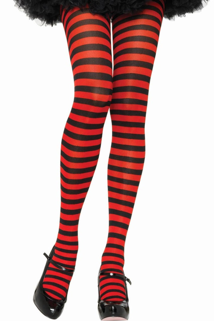 Shop these black and red striped tights