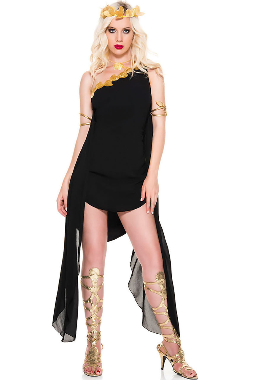 Black roman goddess costume, black greek goddess costume