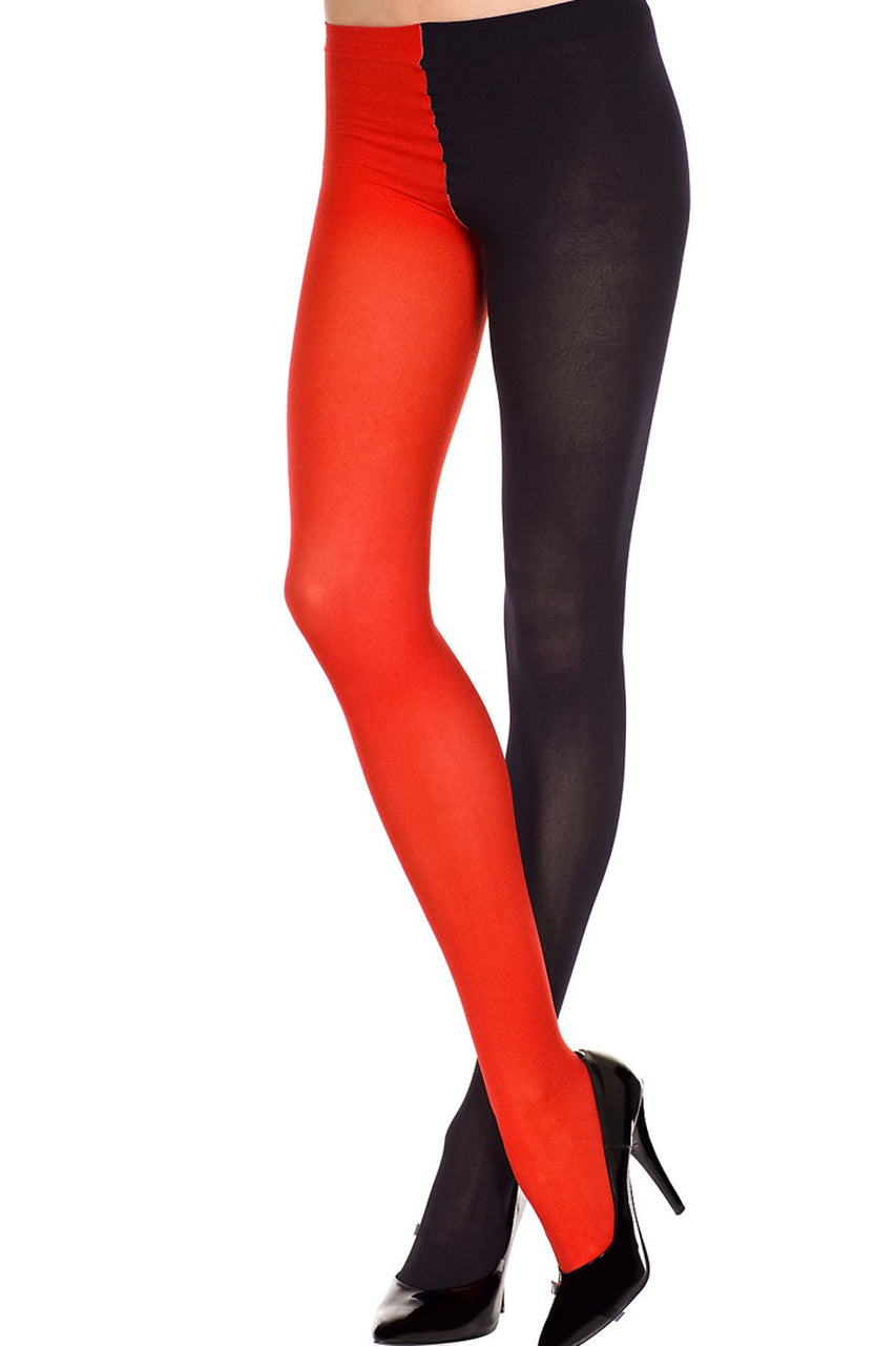 Shop women's red and black Harley Quin and Jester pantyhose.