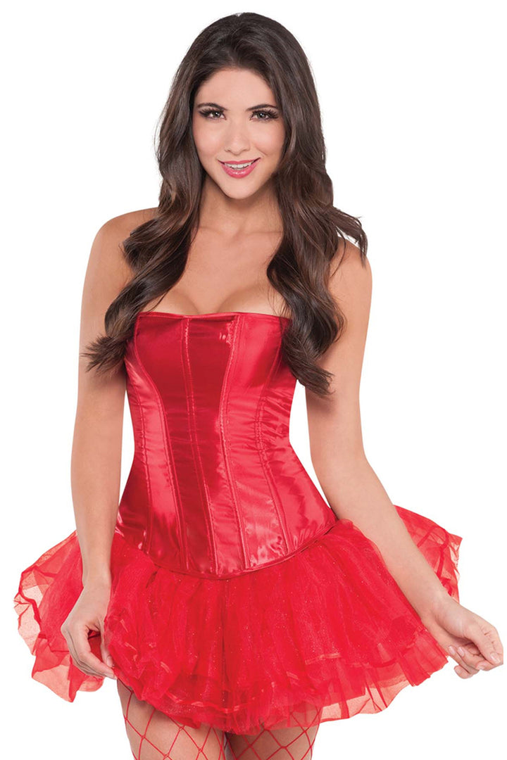 red satin corset devil costume corset
