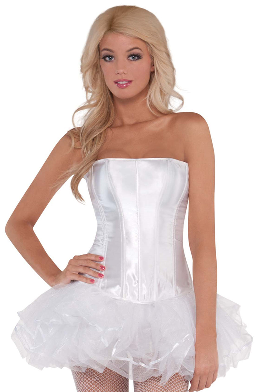 angel costume white satin corset