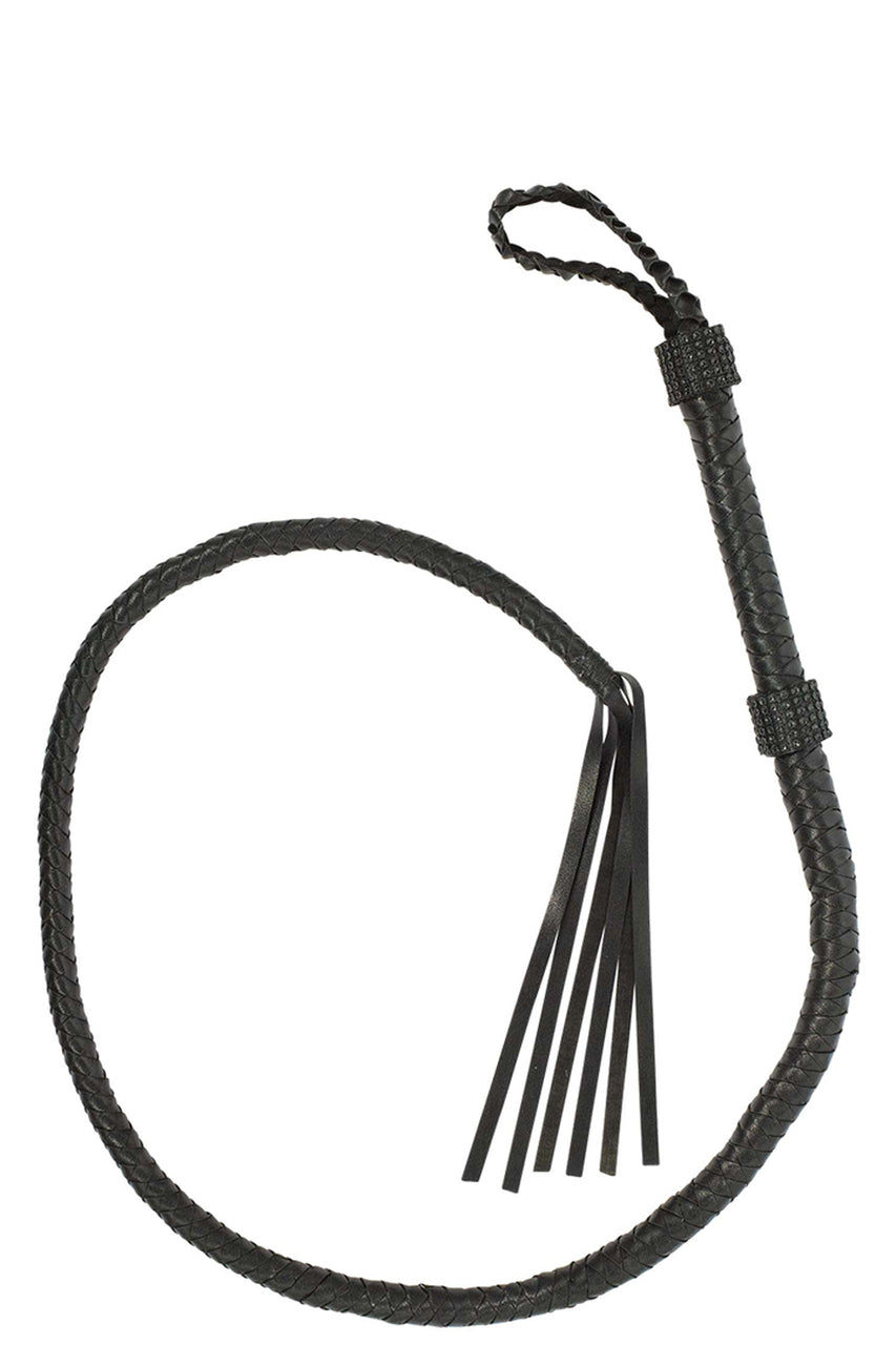 black whip with rhinestone handle
