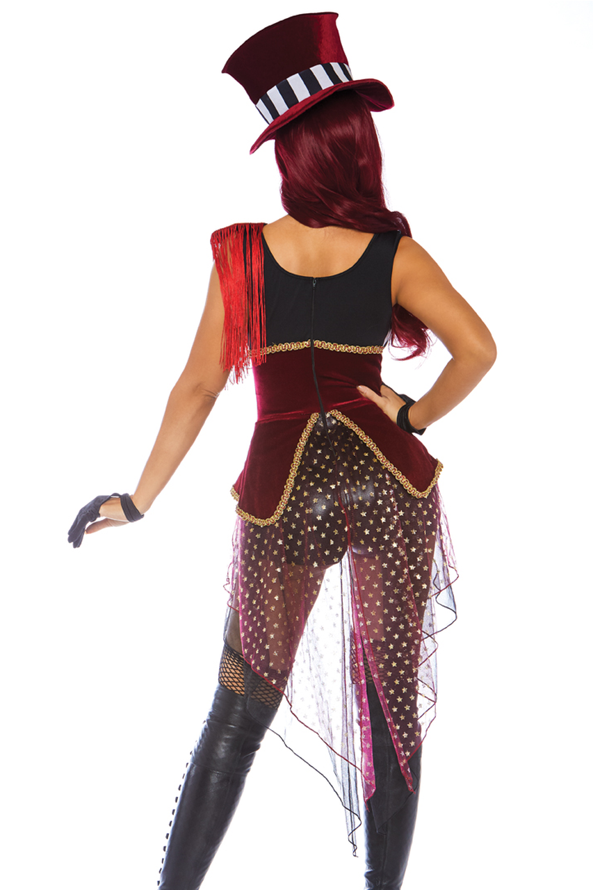 Shop this women's sexy ringleader costume with attached glitter stars tulle bustle