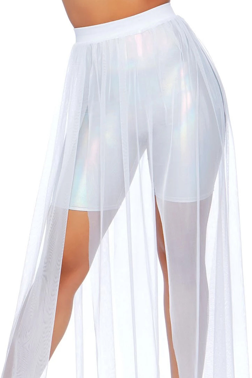 long white mesh skirt