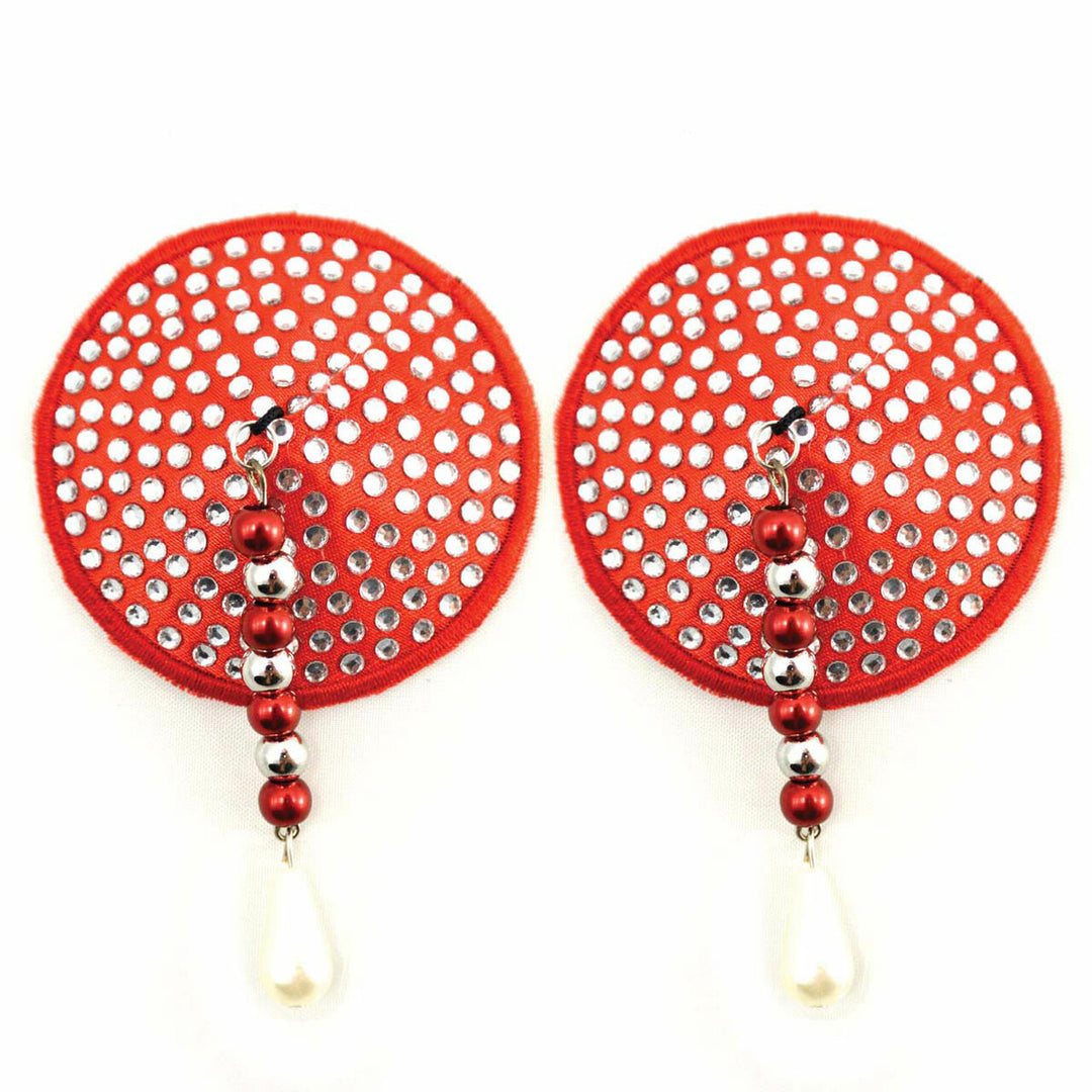 Bijoux de Nip Round Red Crystal Pasties w/ Facet Beads