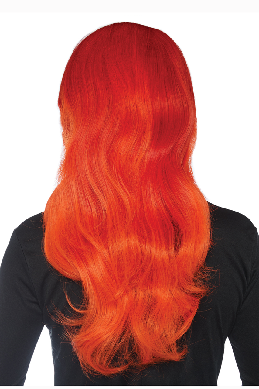 Shop this women's 22 inch long wavy orange ombre wig