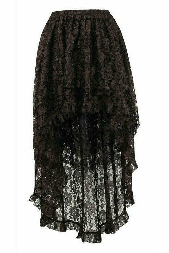 Brown Lace Hi Low Skirt - Daisy Corsets