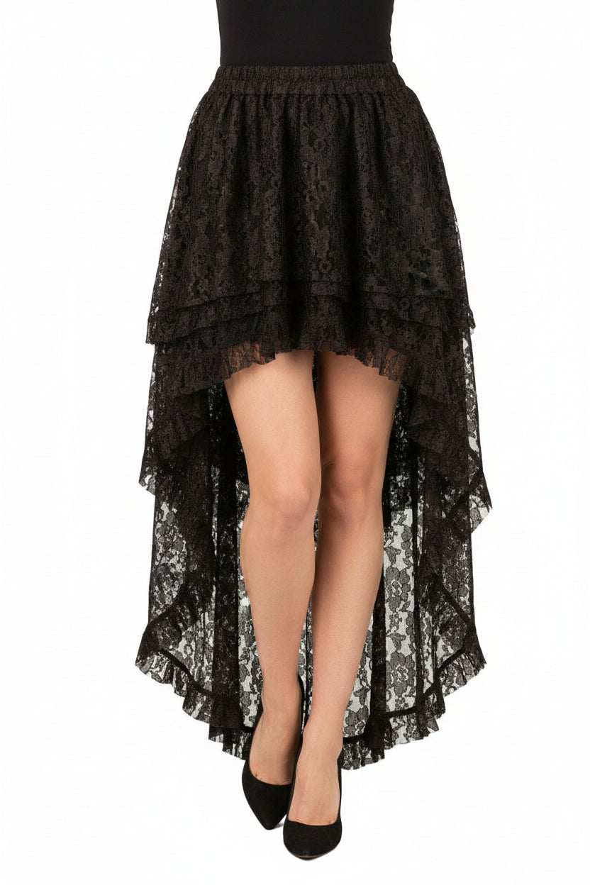 Brown Lace Hi Low Skirt - Daisy Corsets