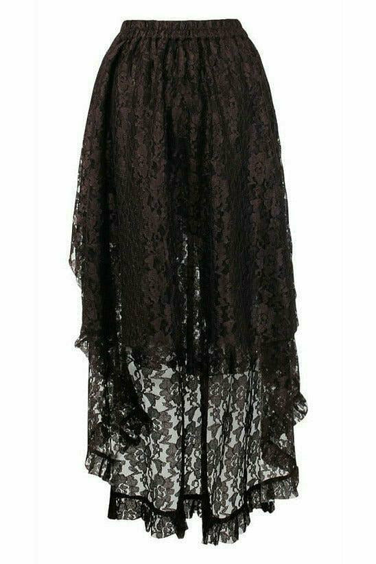 Brown Lace Hi-Low Gothic Skirt | Brown Skirt – 3wishes.com