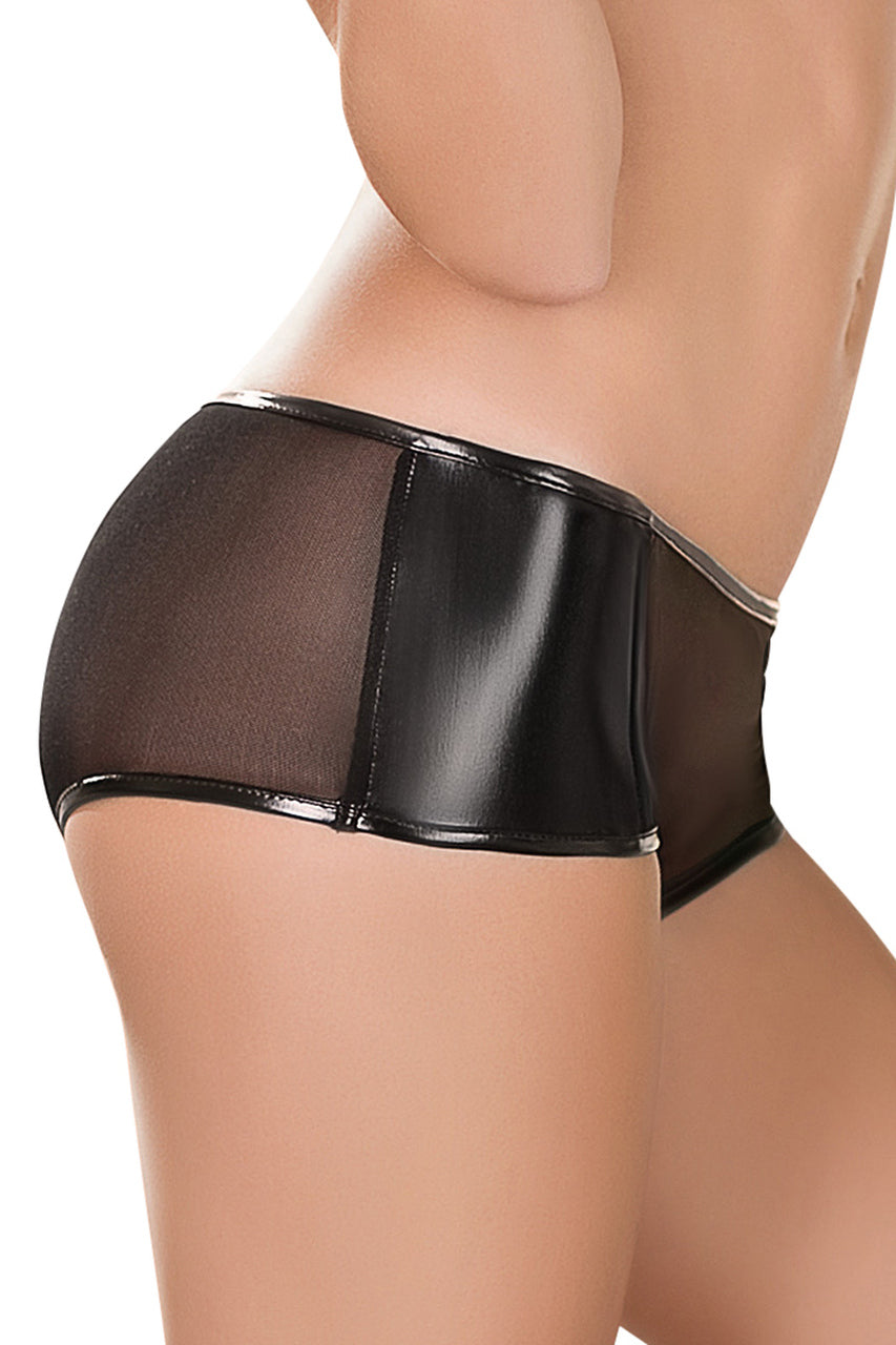 Shop this sheer mesh booty shorts with metallic side panels