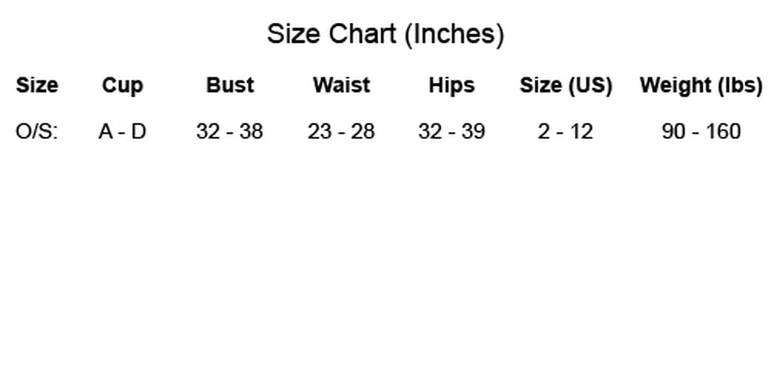 Body Shotz size chart
