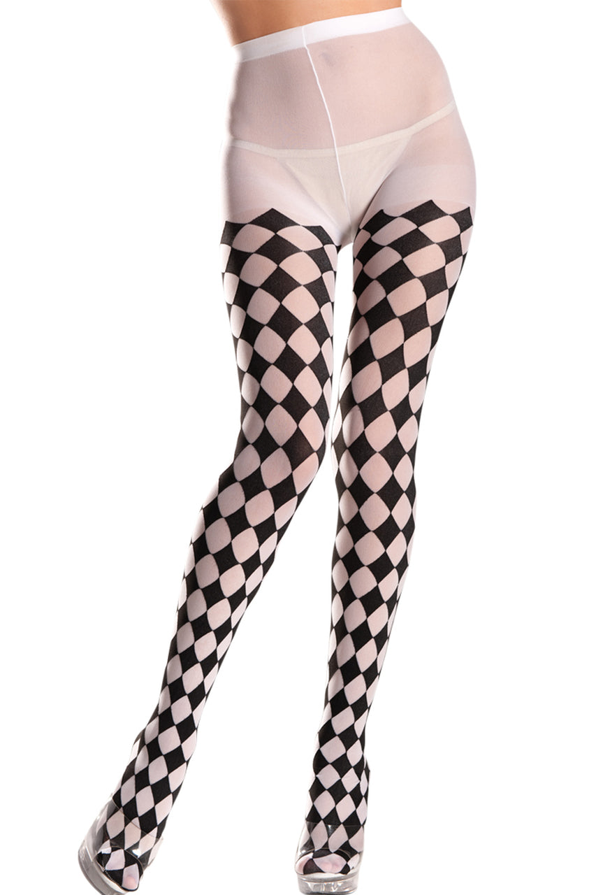 Shop these white and black diamond print stockings. Jester pantyhose