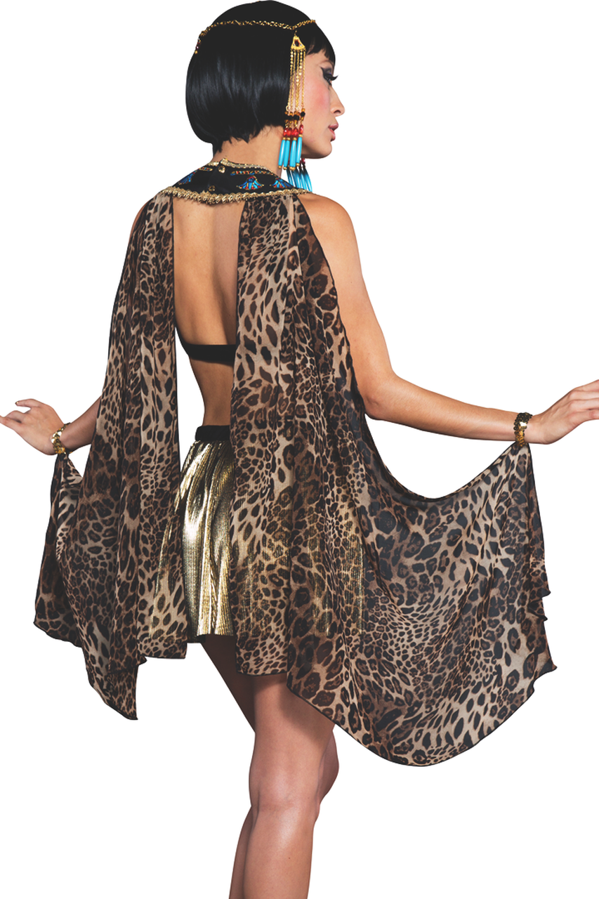 Shop this women's sexy Cleopatra costume featuring a leopard chiffon cape