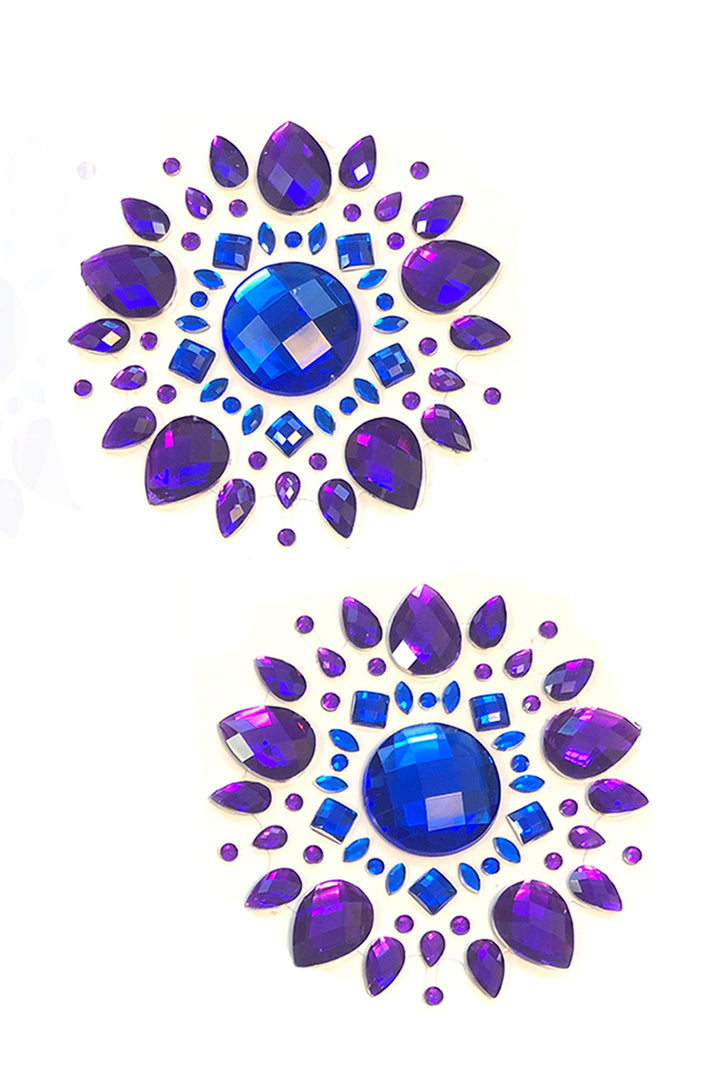 Shop these BodiStix all in one festival boob jewels that features a purple crystal nipple covers