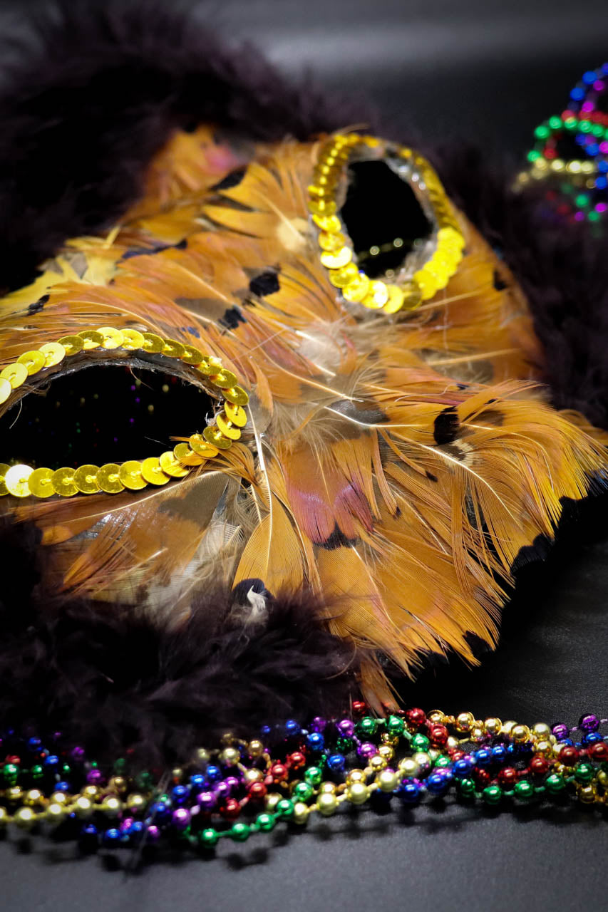 Gold Feather Cat Mask