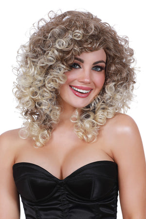 Long Curly Dark Roots Wig