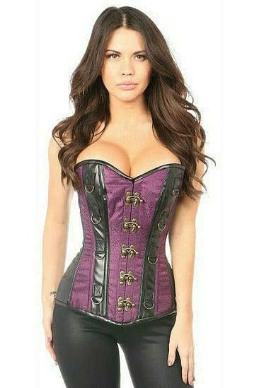 Brocade and Faux Leather Steel Boned Corset