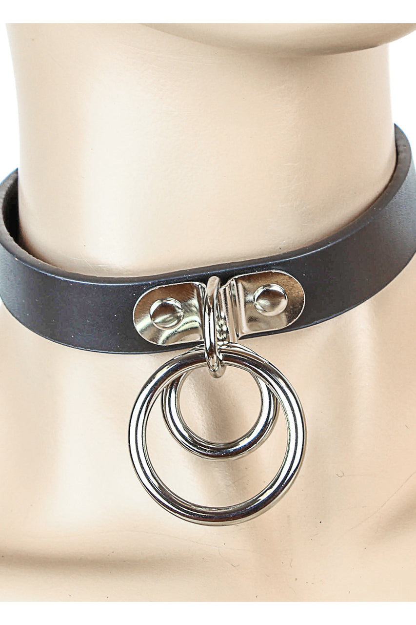 Shop this BDSM Collar that features a 100% genuine leather o ring choker with double o rings for a kitten play collar