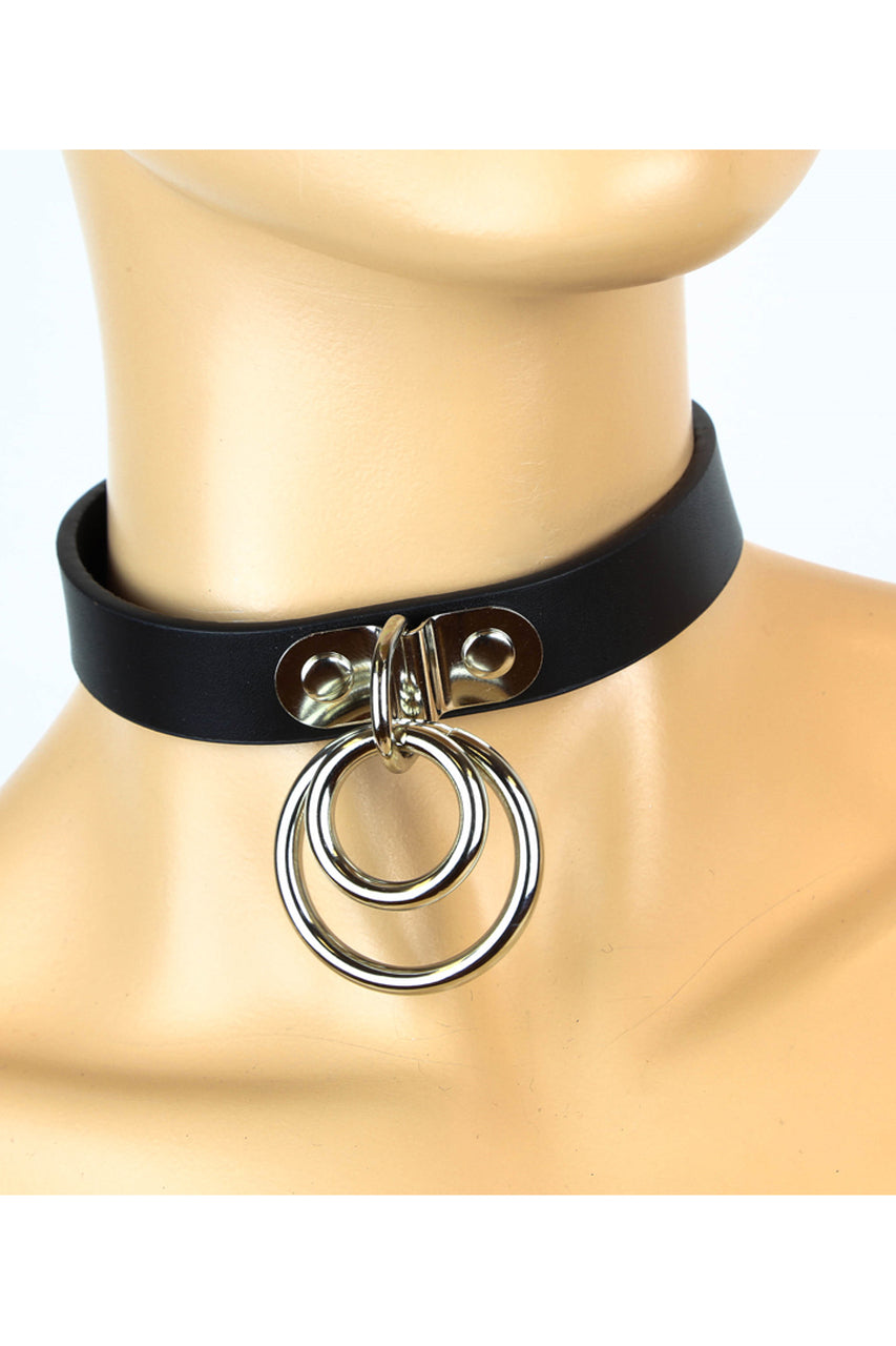 Shop this leather choker that features a sexy bdsm choker with metal o ring choker with double o rings
