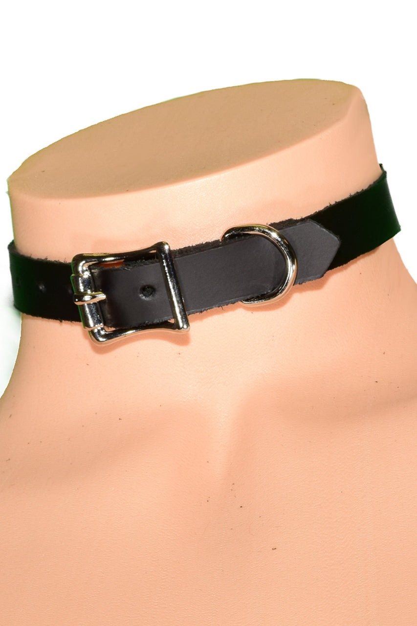 leather choker with D ring