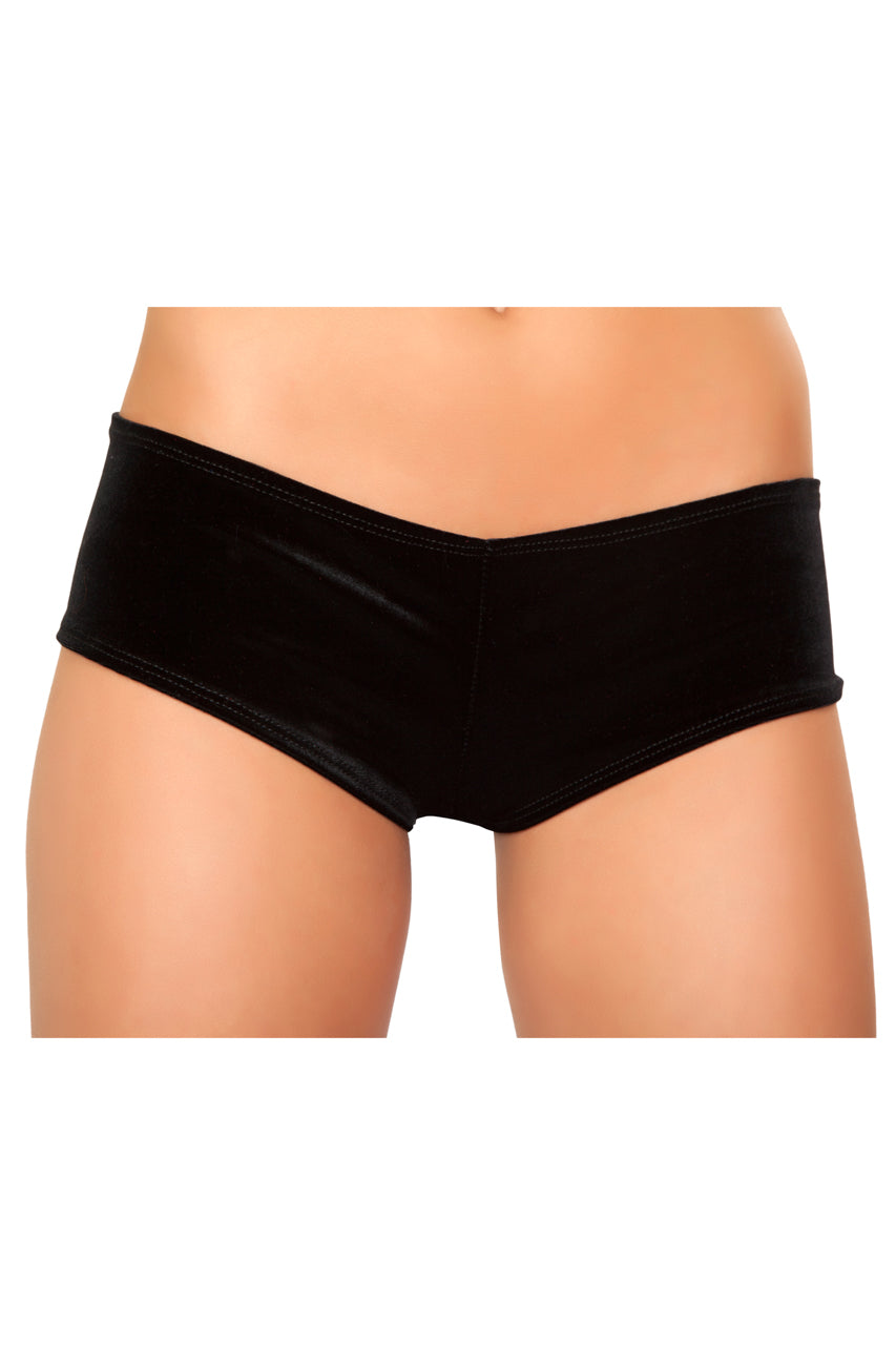 Velvet Suspender Shorts- Black main image 0