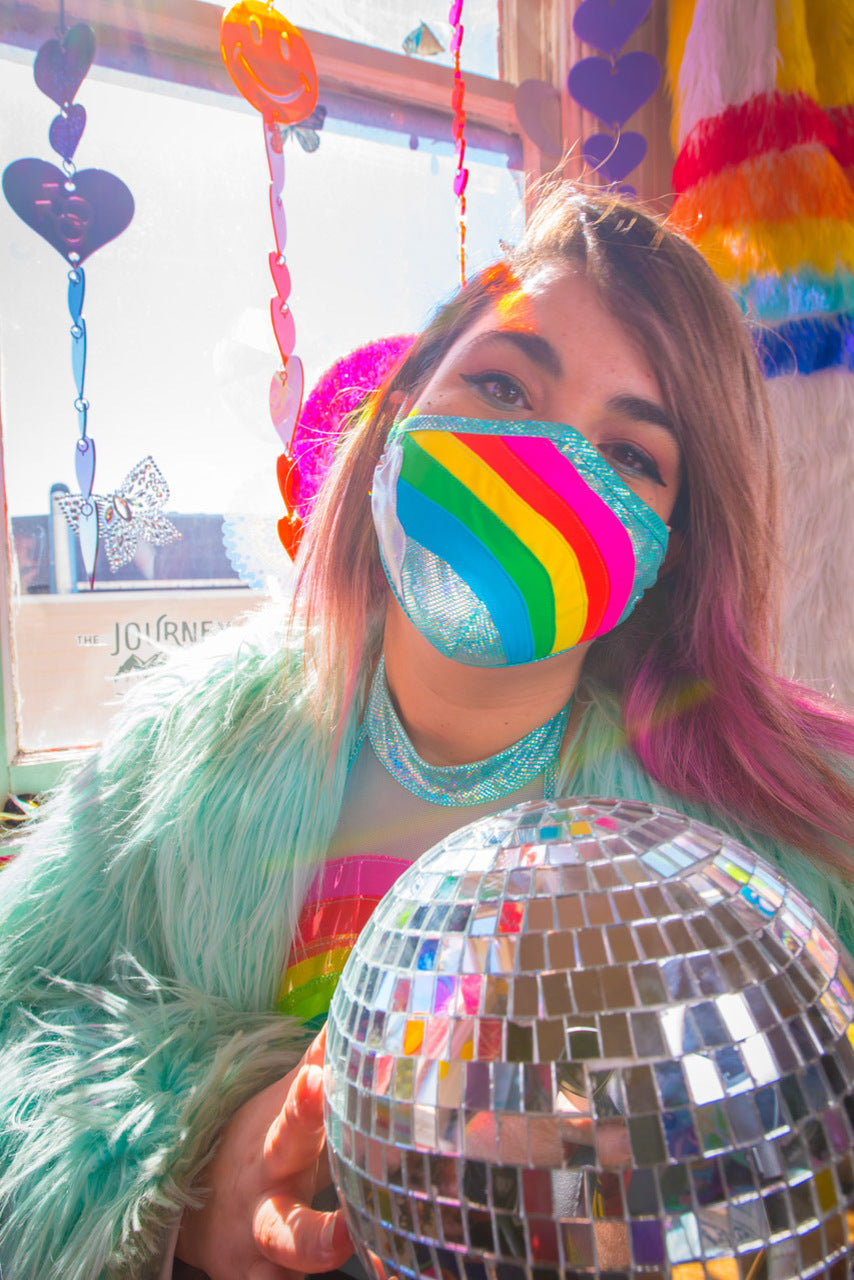 Rainbow Cloud Mask, Rainbow Mask, Rainbow Face Mask – 3wishes.com