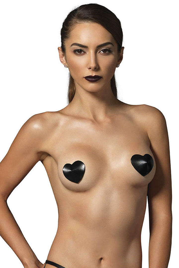 Shop for erotic lingerie including these padded heart shaped nipple pasties with raised material that's easy to apply and remove