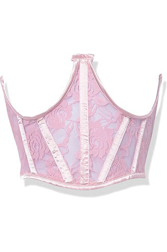 Pink Sheer Lace Underwire Corset