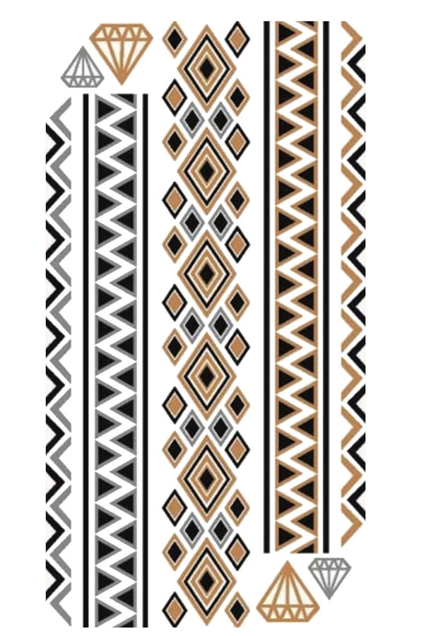 Gold and silver metallic diamonds body tattoos