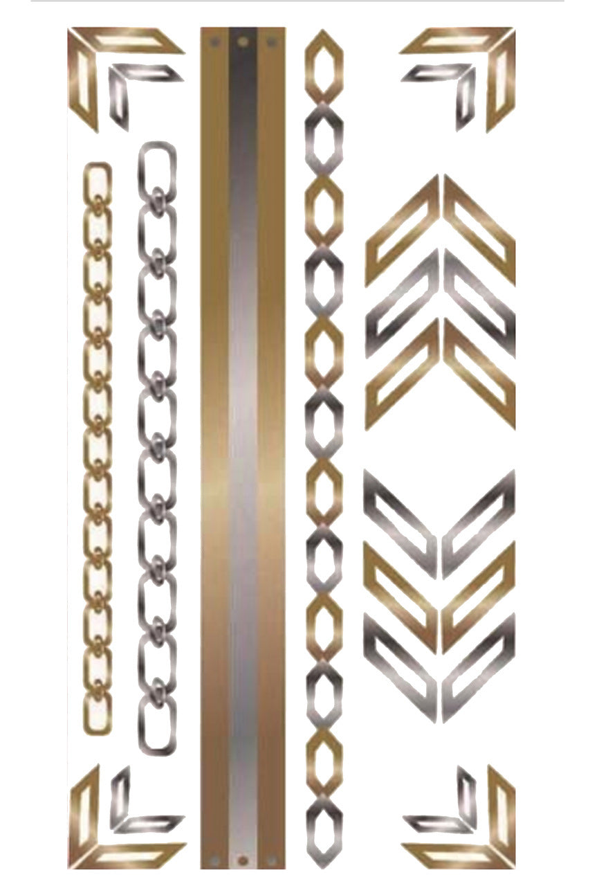 Metallic Gold Tattoo Sticker arrows and armband
