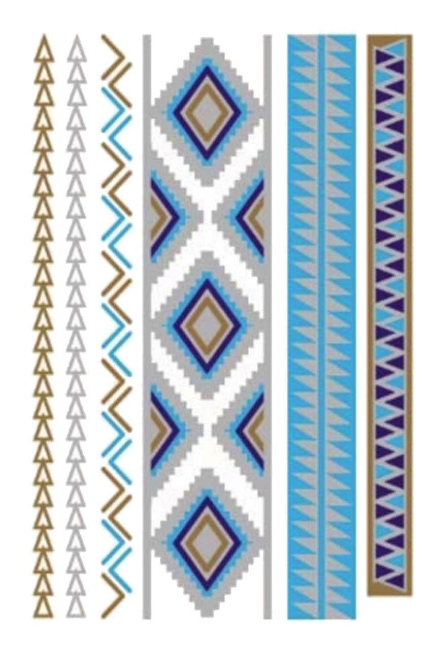 Gold and Turquoise Metallic fake Tattoos
