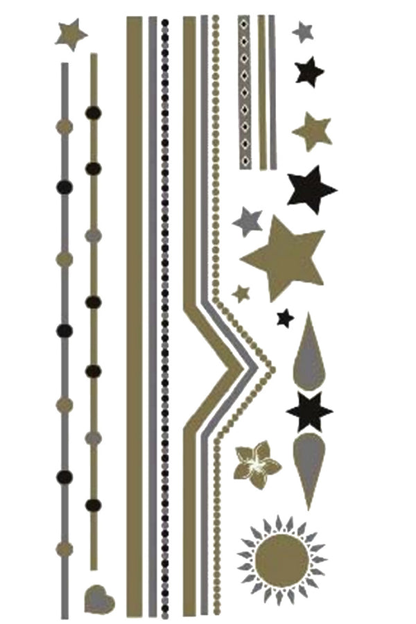 Metallic gold tattoos with stars