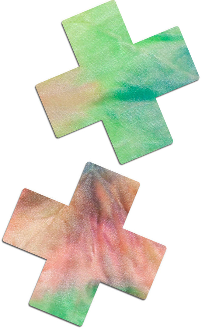 Shop these nipple stickers that feature rainbow velvet crosses made exclusively with J Valentine