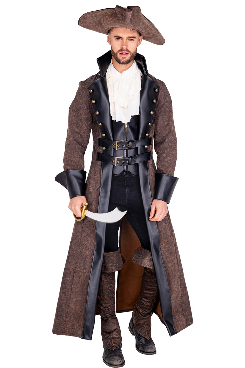 thumbnail image 2 of Mens Caribbean Pirate Costume Adult Sea Captain Robber Costume | UK 2 of 14