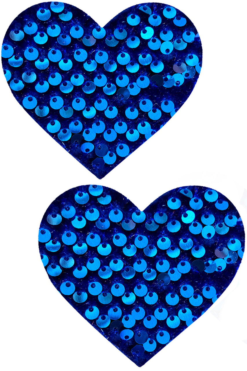 Shop these royal blue velvet heart shaped nipple pasties with royal blue sequins
