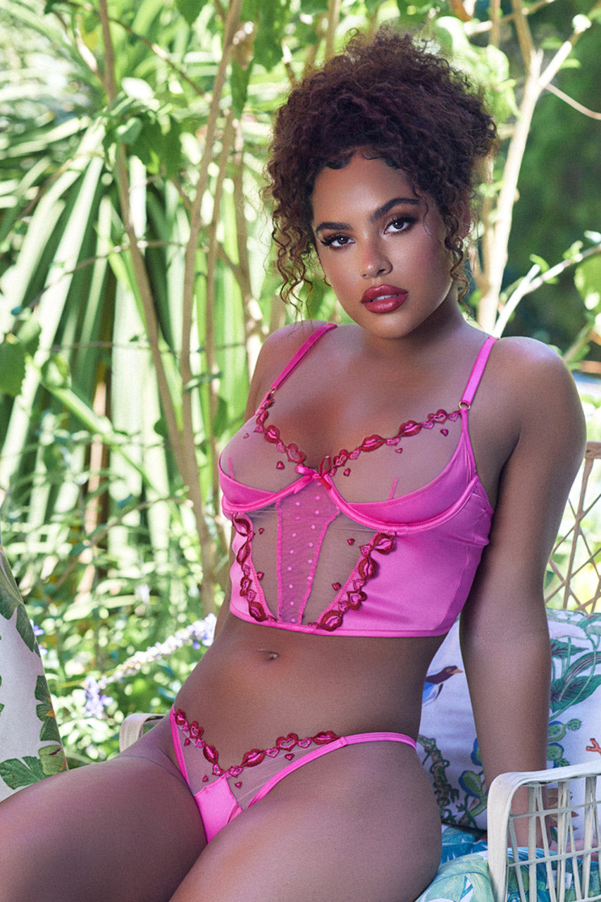 Kiss and Tell Longline Bra Lingerie Set, Lip Print Lingerie 3wishes.com Kiss and Tell Longline Bra Lingerie Set, Lip Print Lingerie 3wishes.com
