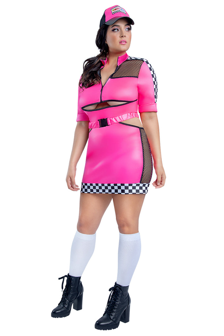Plus Size Pink Racer Babe Costume