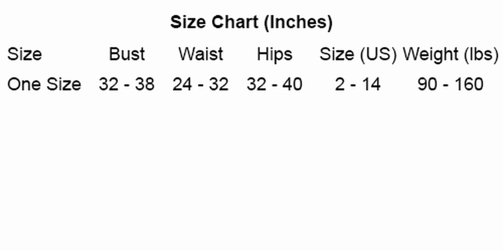 Dreamgirl size chart