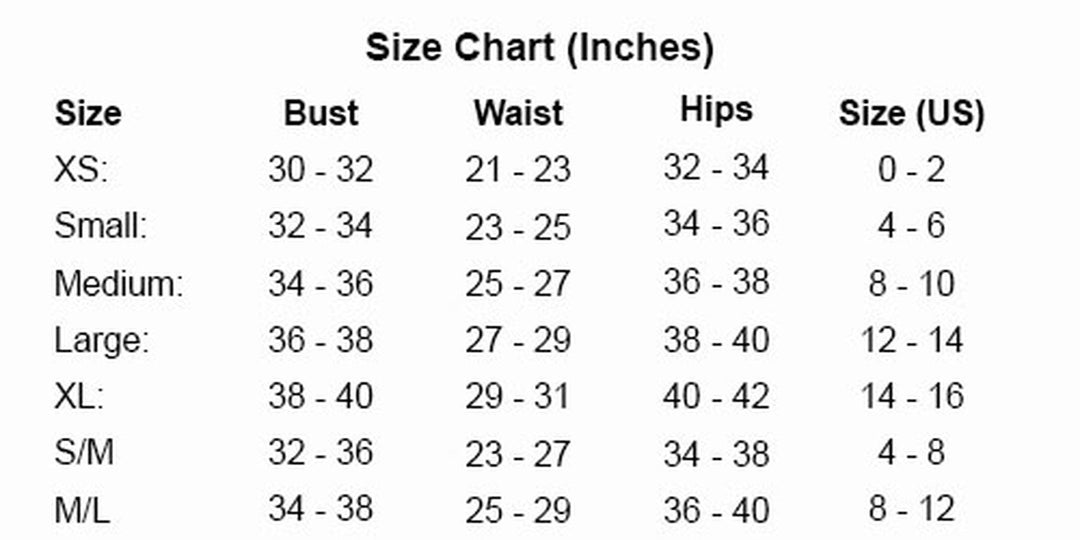 Leg Avenue size chart