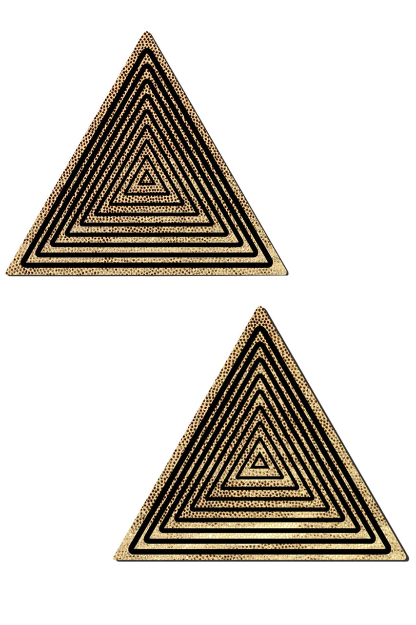 Shop these nipple pasties that feature gold triangles and occult triangle designs!