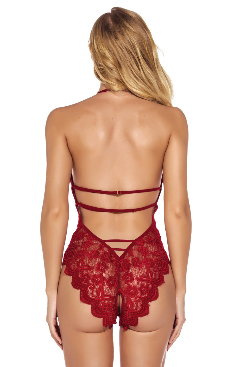 Strappy Cup All Lace Crotchless Teddy