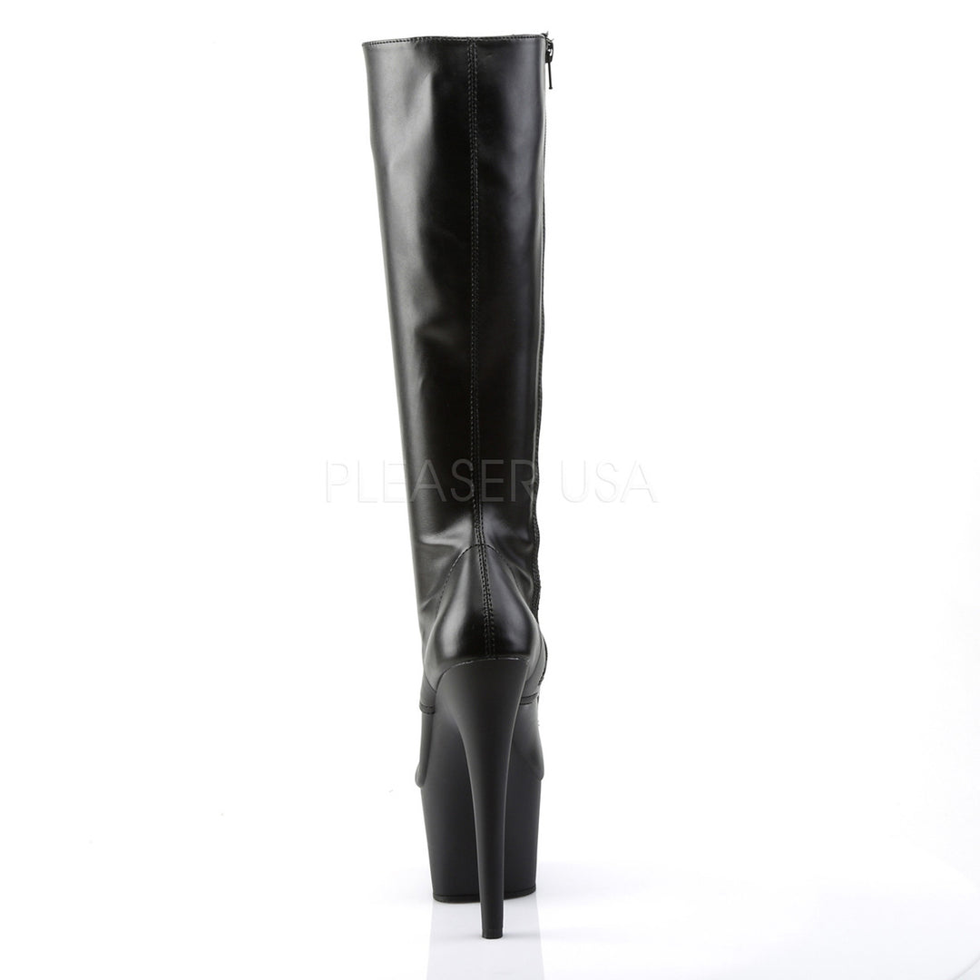 Black lace-up platform stiletto boots - 7" high heel with 2.8" platform