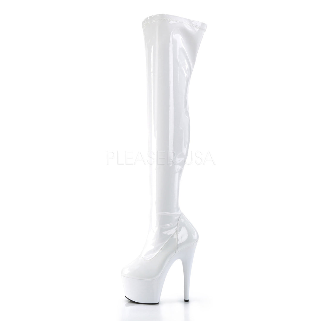 Pleaser Shoes - platform stretch thigh 7 inch white well made thigh high boots