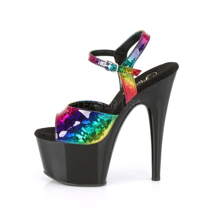 Pleaser Shoes - Women's rainbow 7 inch heel stripper heels with ankle strap 2.8" platform.