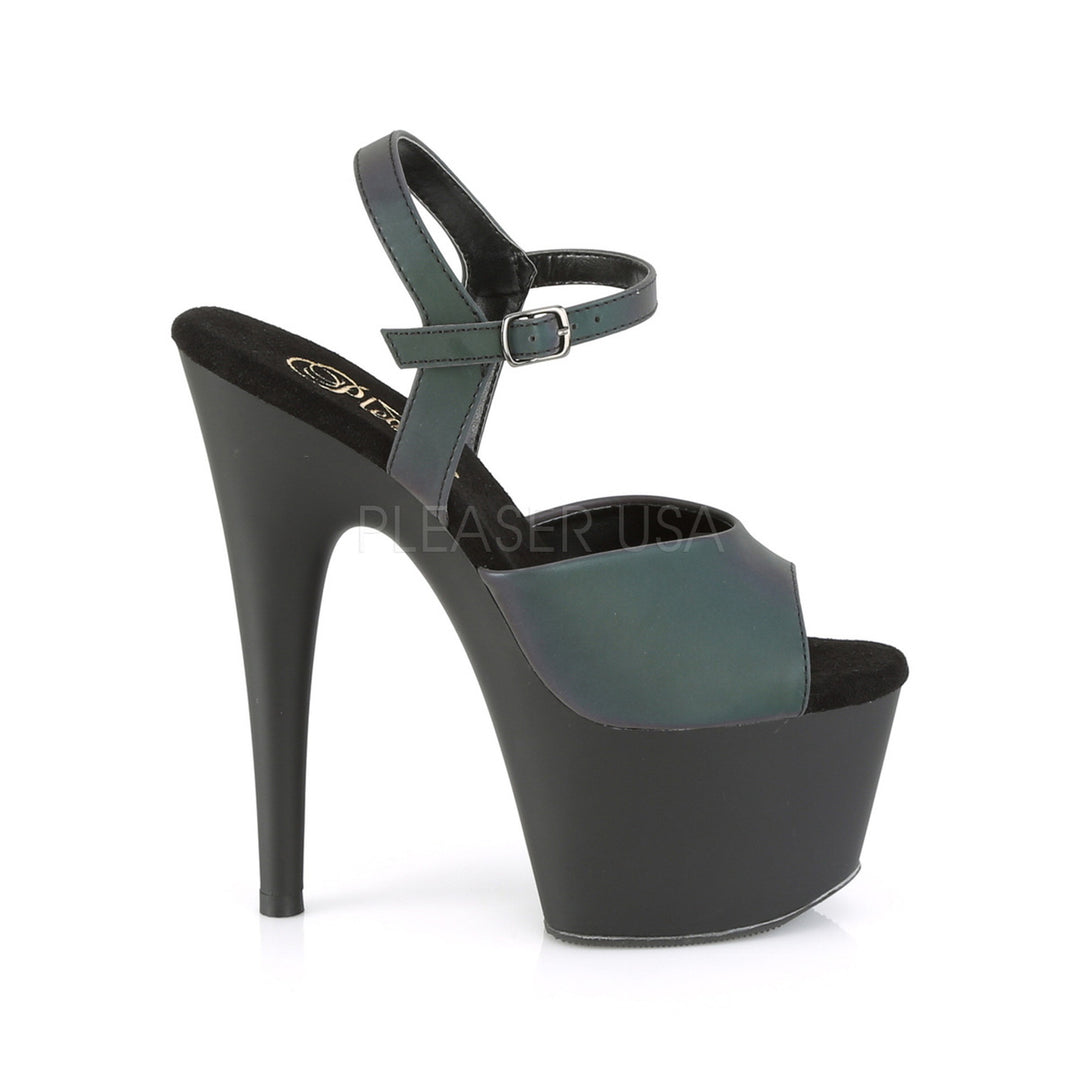 Women's sexy black/Green stripper pumps with ankle strap, 7 inch high heel, and 2.8" tall platform - Pleaser Shoes