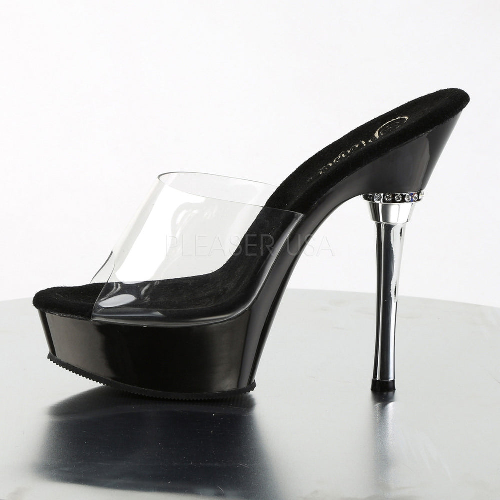 Pleaser Shoes -Sexy clear/black 5.5 inch heel pole dancing heels with 1.5" platform.
