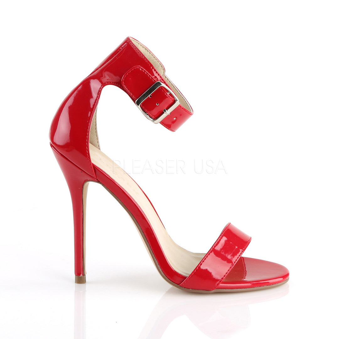 Women's 5" heel red sandal shoes | pleaser shoes | sku: amu10/r