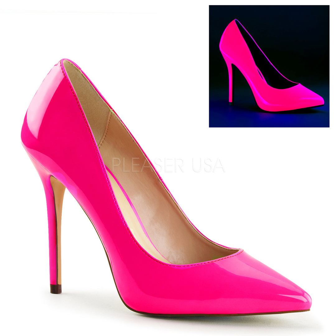Women's neon fuchsia 5" heel shoes